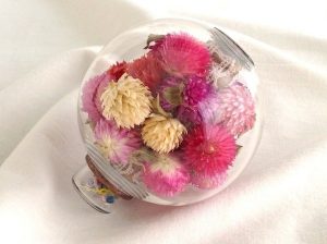 ガラスを使った万華鏡:フラワーボウル千日紅ドライ万華鏡